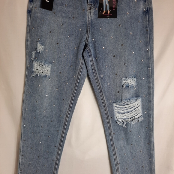 Simple Society Juniors Jeans High Rise Straight Button Fly Light Wash Size 7/28 - Picture 7 of 9